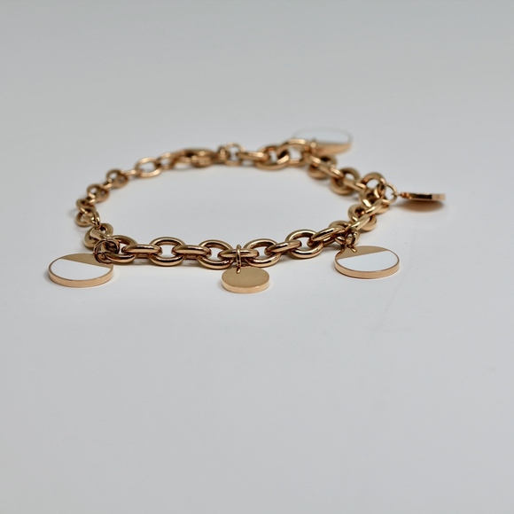 Rose Gold Dipped Stainless Steel Two Tone Bracelet - Picture 6 of 8